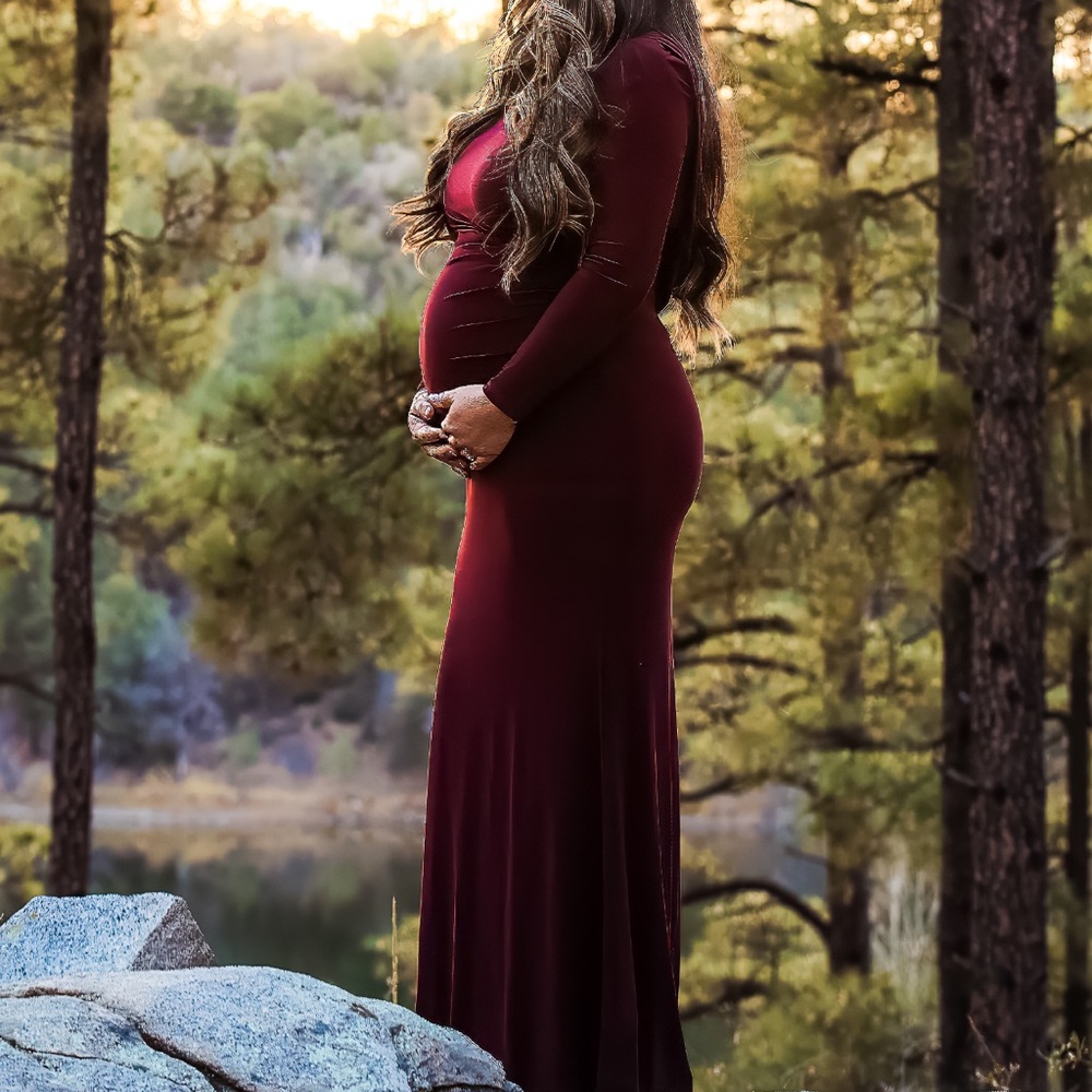 Adrianna Papell Gown Burgundy - Maternity Dress - Picture 6 of 6